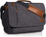 ESTARER Computer Messenger Bag 17-17.3 Inch Water-resistant Canvas Laptop Shoulder Bag for Travel Work College New Version, Grey